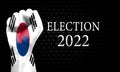 Elections in the South Korea. Close hand showing strong and unity . Korea South flags on the hand. Country flag election.