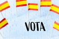 Elections in Spain, The concept of the Spanish flag and the inscription VOTA meaning vote in English on white puzzles