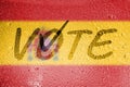 Elections in Spain. Voice - the inscription on the background of the flag of Spain. The will of the people of Spain