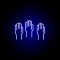 Elections statistics hands icon in neon style. Signs and symbols can be used for web, logo, mobile app, UI, UX