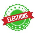 ELECTIONS text on red green ribbon stamp