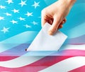 elections in the US - voting ballot and American flag