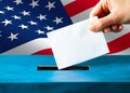 elections in the US - voting ballot and American flag