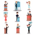 Elections and voting set, political candidates and people taking part in voting vector Illustrations