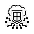 electonic cloud protection line icon vector illustration