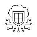 electonic cloud protection line icon vector illustration