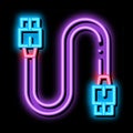 electonic cord computer detail neon glow icon illustration