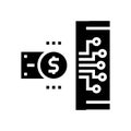 electonic money glyph icon vector black illustration