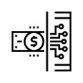 electonic money line icon vector black illustration