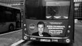 Electoral advertising on buses for the next elections for mayor of the capital, of the candidate CARLO CALENDA