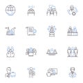 Electoral process line icons collection. Polling, Ballots, Voting, Campaigning, Candidates, Electiering, Primaries