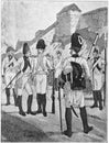 Electoral Saxon Infantry 1802. Illustration of the 19th century.