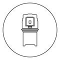 Electoral voting machine Electronic EVM Election equipment VVPAT icon in circle round outline black color vector illustration Royalty Free Stock Photo