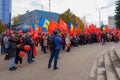 The electorate and supporters of a political party on the streets of the city. October 17, 2021 Balti Moldova