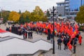 The electorate and supporters of a political party on the streets of the city. October 17, 2021 Balti Moldova