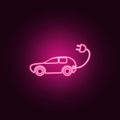 Electra car icon. Elements of Ecology in neon style icons. Simple icon for websites, web design, mobile app, info graphics Royalty Free Stock Photo