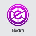 Electra Cryptographic Currency Coin. Vector Symbol of ECA.