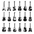 Electric and acoustic guitar music instrument silhouette set Royalty Free Stock Photo