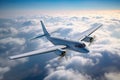 electric aircraft soaring above cloud layer