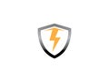 Electric arrow inside the shield for logo design, security icon illustration