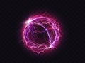 Electric ball lightning circle strike impact place Royalty Free Stock Photo