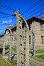 Electric barbed wires of the German nazi concentration and extermination camp Royalty Free Stock Photo