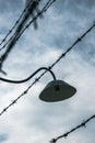 Electric barbed wires of German nazi concentration and extermination camp Royalty Free Stock Photo