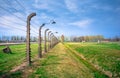 Electric barbed wires of the German nazi concentration and extermination camp world heritage Auschwitz Birkenau Royalty Free Stock Photo