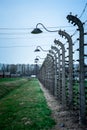 Electric barbed wires of German nazi concentration and extermination camp Royalty Free Stock Photo