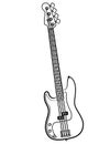 Electric Bass Guitar line art vector illustration