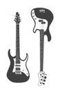 Electric and bass guitar on white background. Vector isolated illustration. Royalty Free Stock Photo