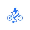 electric bicycle, bike with electric plug icon