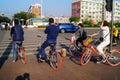 Electric bicycle in traffic intersection