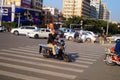 Electric bicycle in traffic intersection