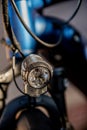 Electric Bike. closeup of a bicycle reflector head light. bicycle front light Royalty Free Stock Photo