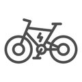 Electric bike line icon, electric transport concept, power bicycle vector sign on white background, outline style icon Royalty Free Stock Photo