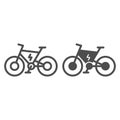 Electric bike line and solid icon, electric transport concept, power bicycle vector sign on white background, outline Royalty Free Stock Photo