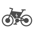 Electric bike solid icon, electric transport concept, power bicycle vector sign on white background, glyph style icon Royalty Free Stock Photo