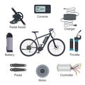 Electric bike vector e-bike transportation with ecologic cycle battery power energy illustration set of ebike ecological