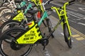 Electric bikes, e-bikes to rent in London , England Royalty Free Stock Photo