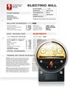 Electric Bill with Electric Counter Vector Royalty Free Stock Photo