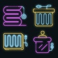 Electric blanket icons set vector neon