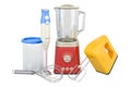 Electric blender, immersion blender and hand mixer, 3D rendering