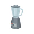 Electric blender for preparation food and smoothie. Modern kitchen appliance. Gray mixing machine with glass container