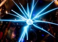 Electric blue beam spread from the middle ball Science dignitaries Royalty Free Stock Photo