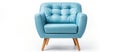 Electric blue club chair with wooden legs for comfort and style Royalty Free Stock Photo