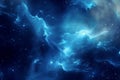 Electric blue cosmic clouds interwoven in a star-filled night sky, symbolizing the dynamic and ever-expanding universe Royalty Free Stock Photo