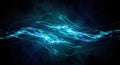 Electric Blue Energy Flow: Abstract Plasma Waveforms on Black Background Royalty Free Stock Photo