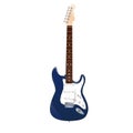 Electric blue guitar with white pickguard on white background