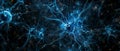 An electric blue image of brain neurons akin to an astronomical object in space